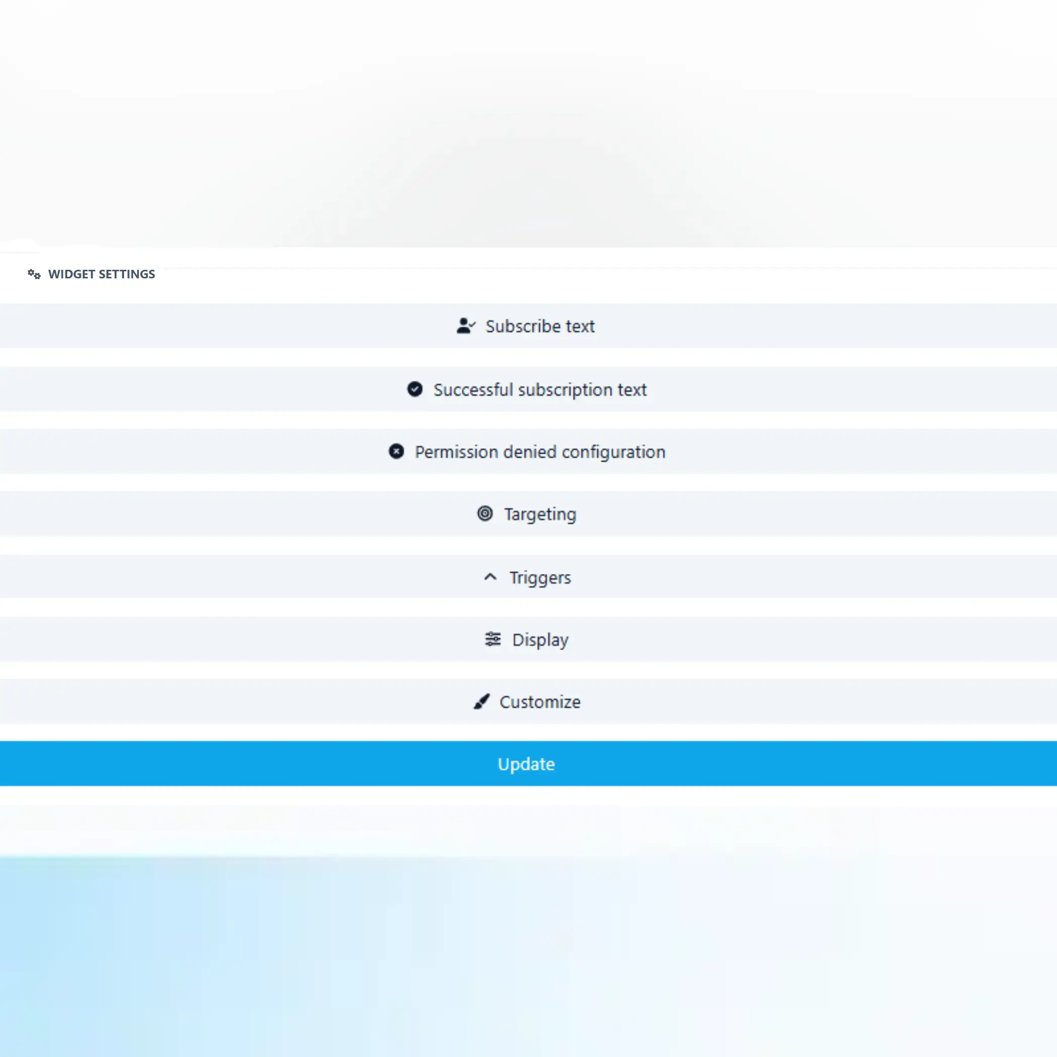 Screenshot of the app advanced settings for websites page