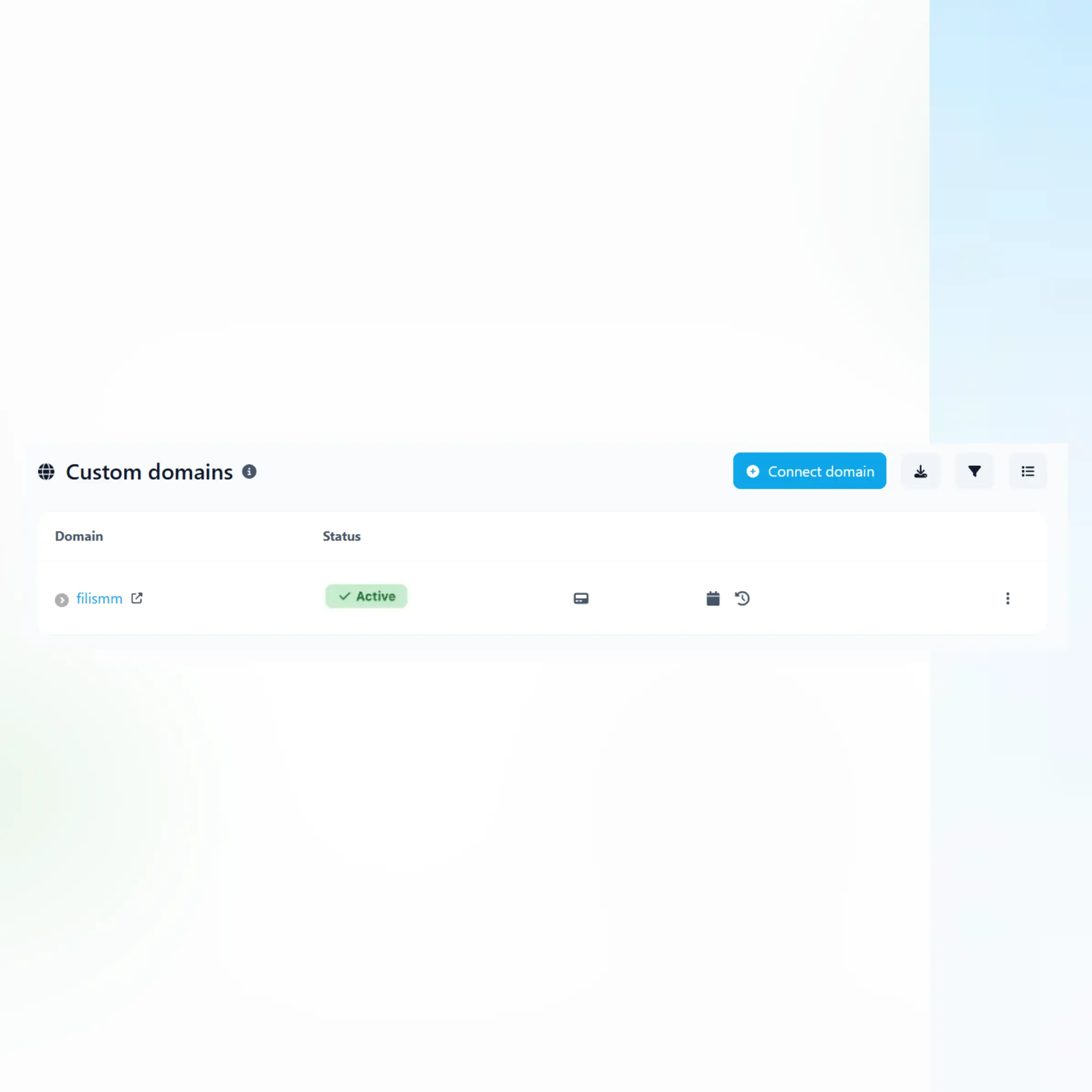 Screenshot of the app custom domains for personalized pixel JS codes link