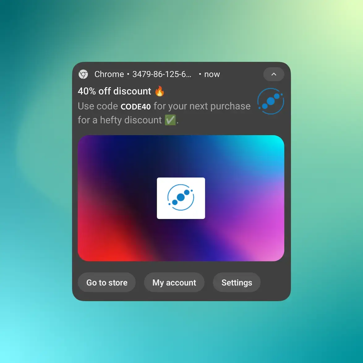 Screenshot of the app sending web push notifications